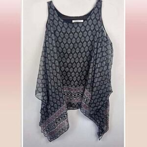 PARADISE Sheer Geometric Sleeveless Top Size Medium